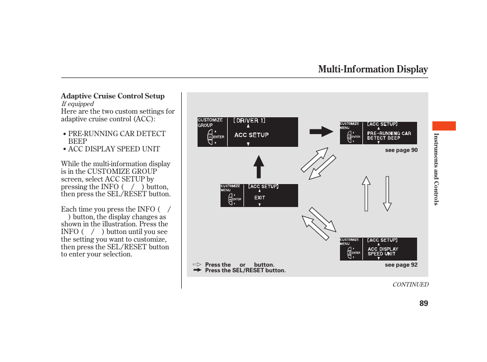 Multi-information display | Acura 2008 RL User Manual | Page 95 / 502