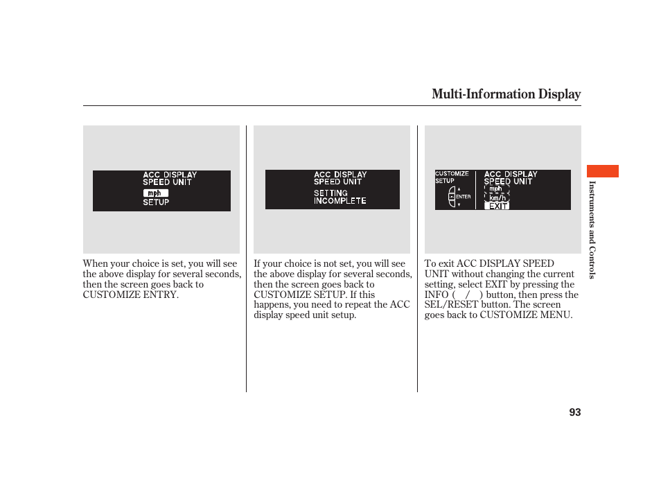 Multi-information display | Acura 2008 RL User Manual | Page 99 / 502