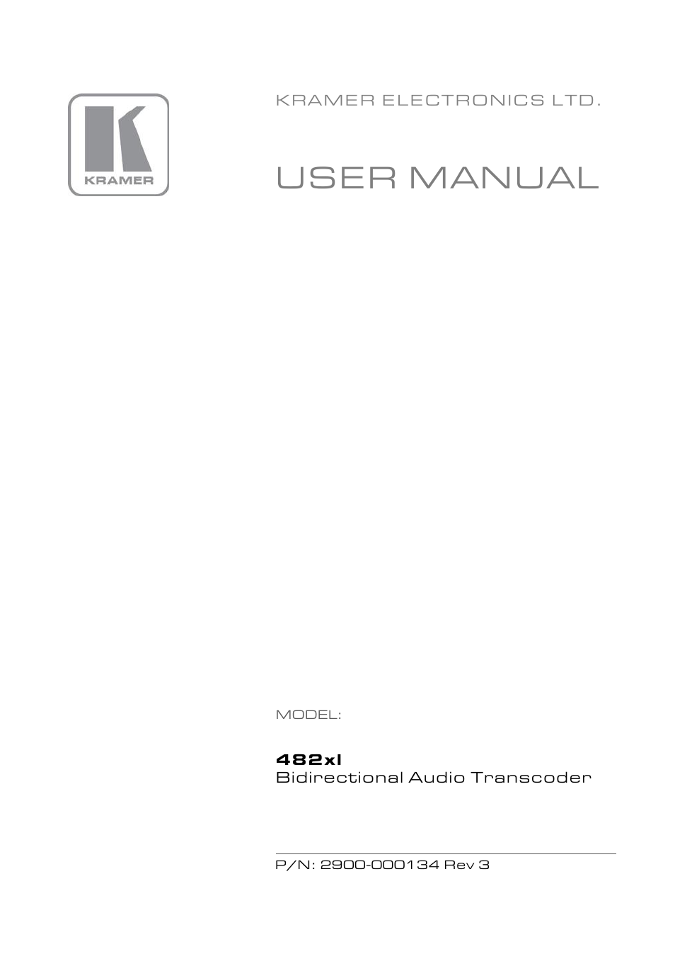 Kramer Electronics 482xl User Manual | 13 pages