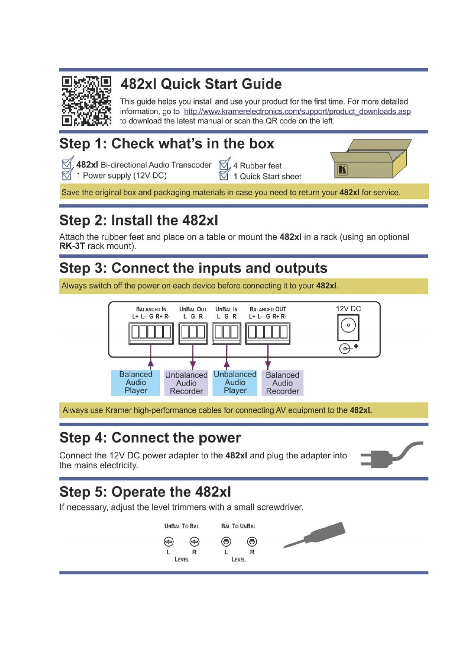 Kramer Electronics 482xl User Manual | Page 2 / 13