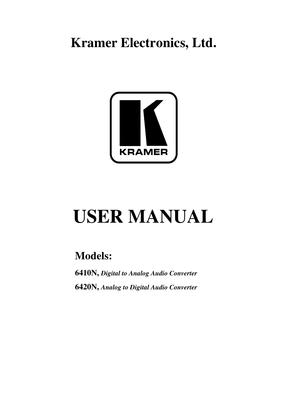 Kramer Electronics 6420N User Manual | 18 pages