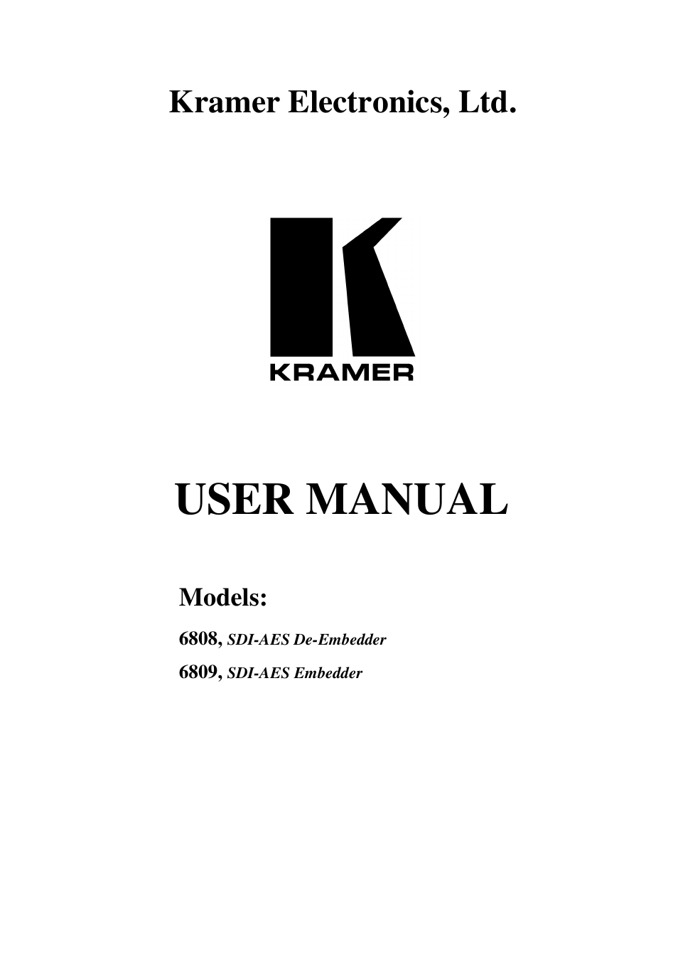 Kramer Electronics 6808 User Manual | 17 pages