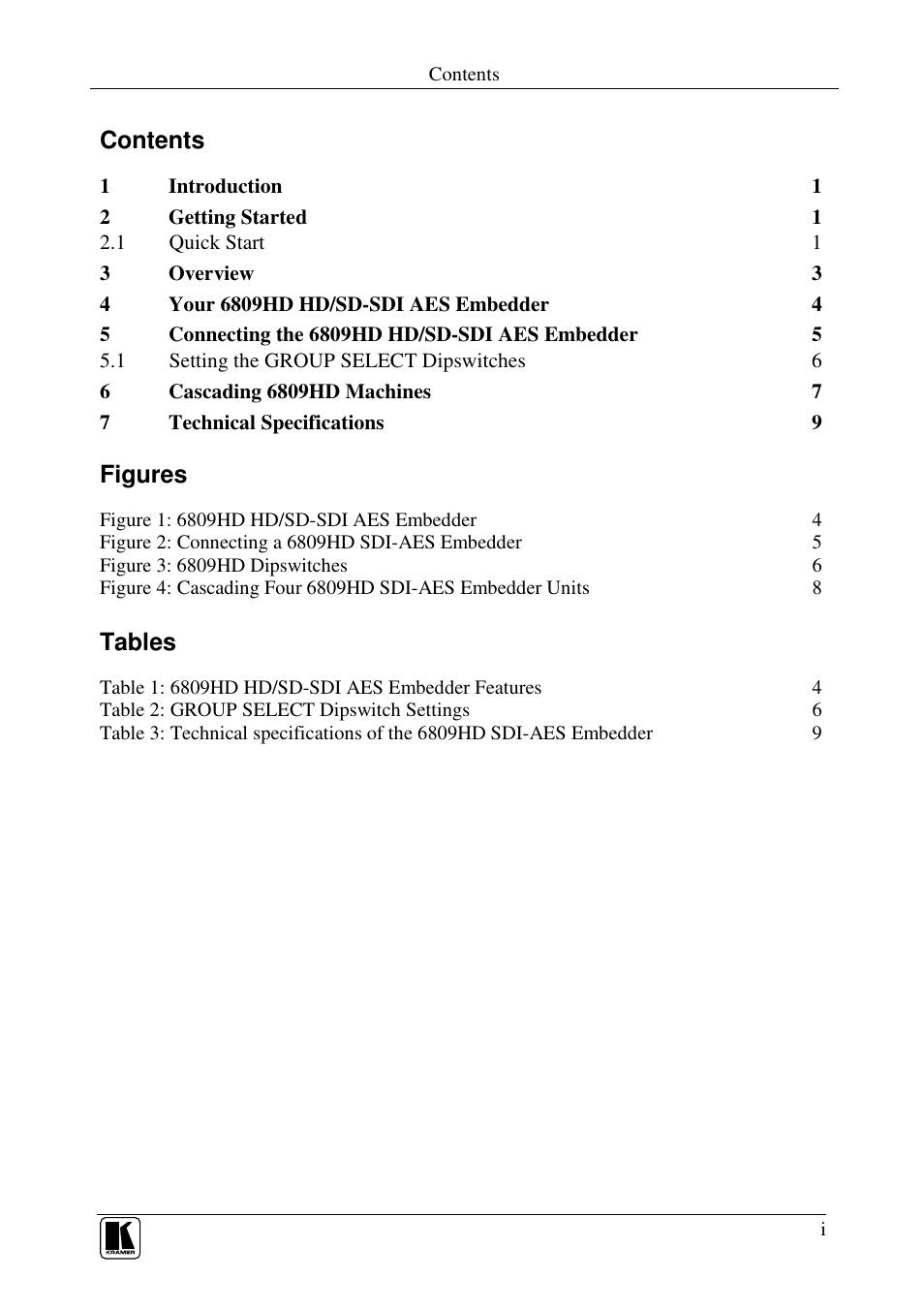 Kramer Electronics 6809HD User Manual | Page 2 / 13