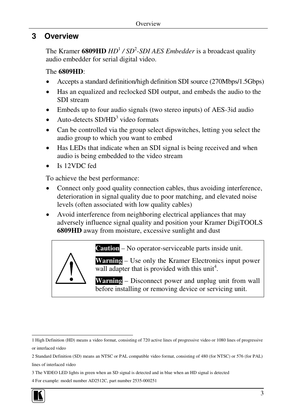 3 overview | Kramer Electronics 6809HD User Manual | Page 5 / 13