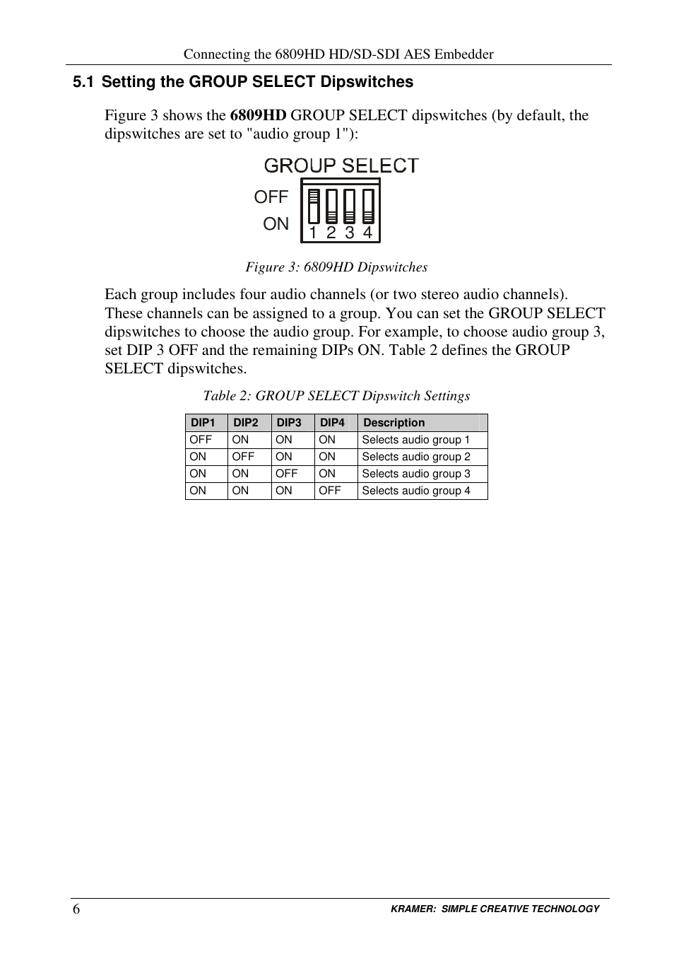 1off on 2 3 4 | Kramer Electronics 6809HD User Manual | Page 8 / 13
