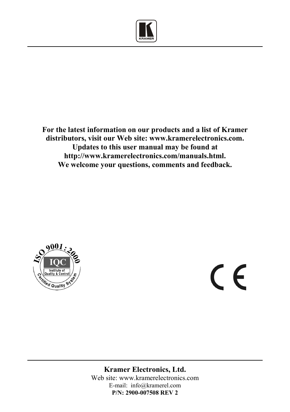 Kramer Electronics 7508 User Manual | Page 15 / 15