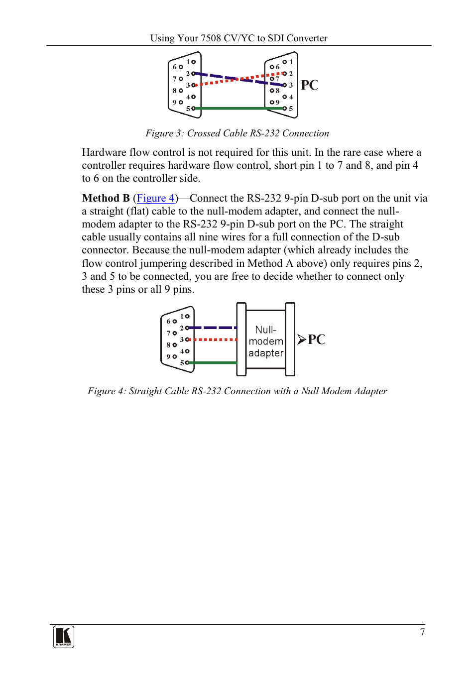 Figure 3: crossed cable rs-232 connection | Kramer Electronics 7508 User Manual | Page 9 / 15