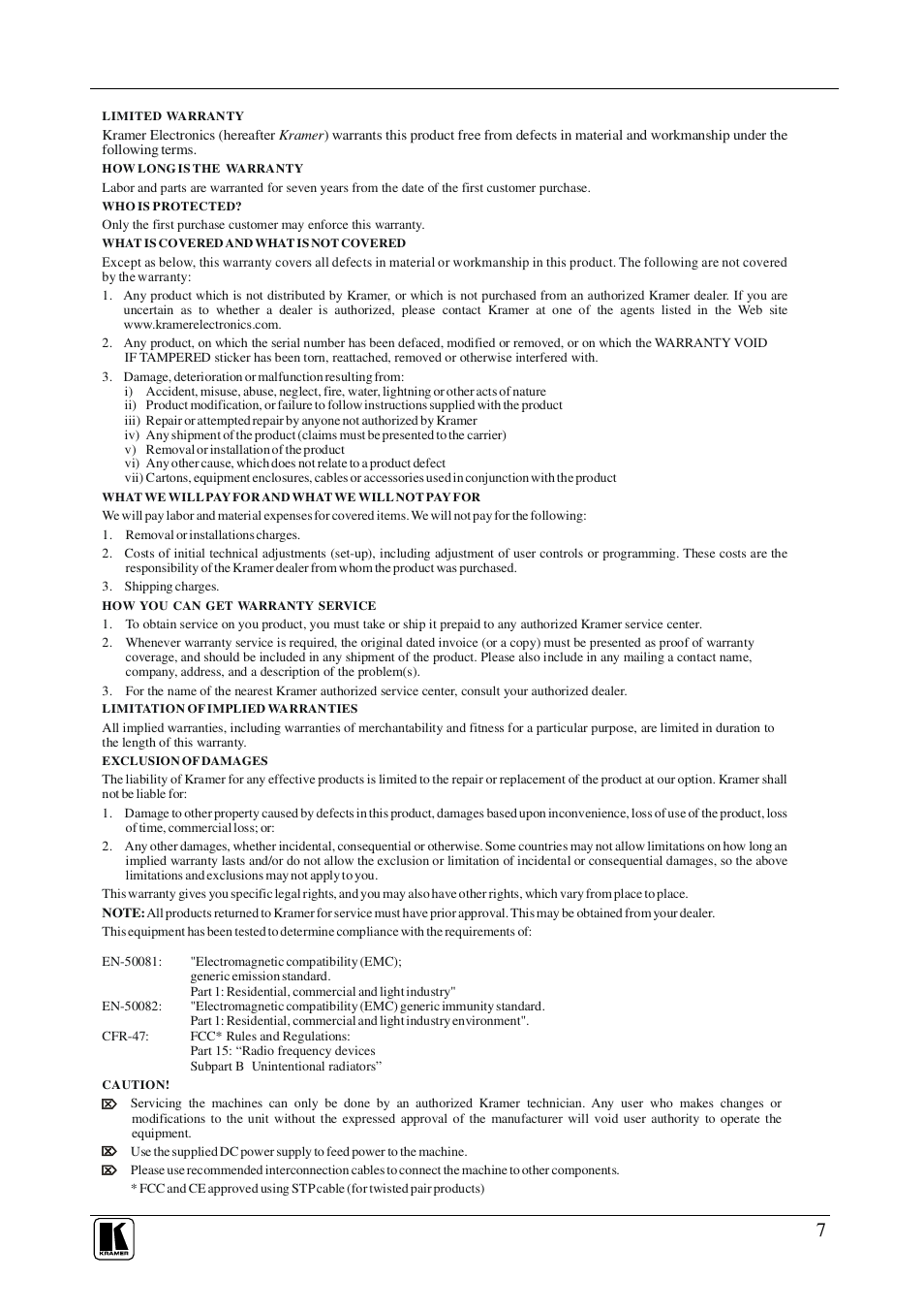 Kramer Electronics FC-10Dxl User Manual | Page 9 / 10