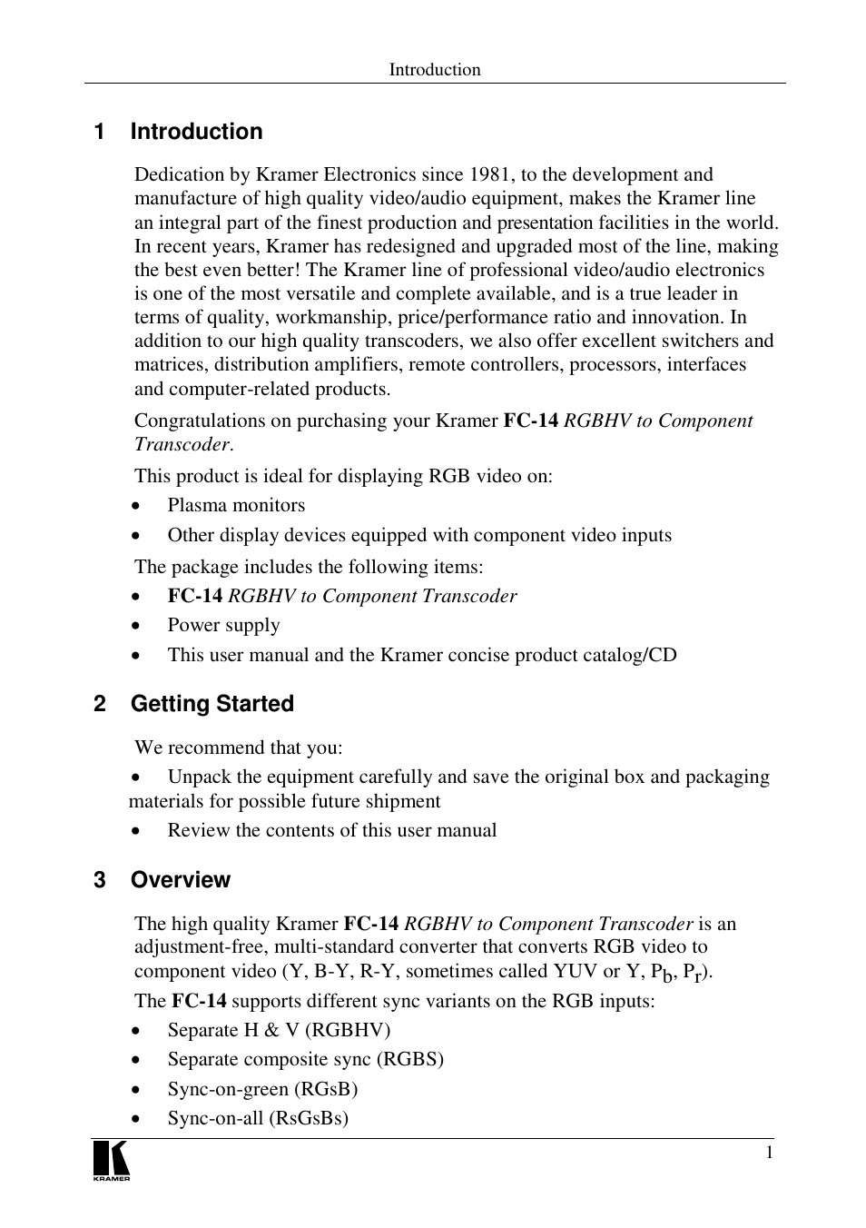 Kramer Electronics FC-14 User Manual | Page 3 / 12