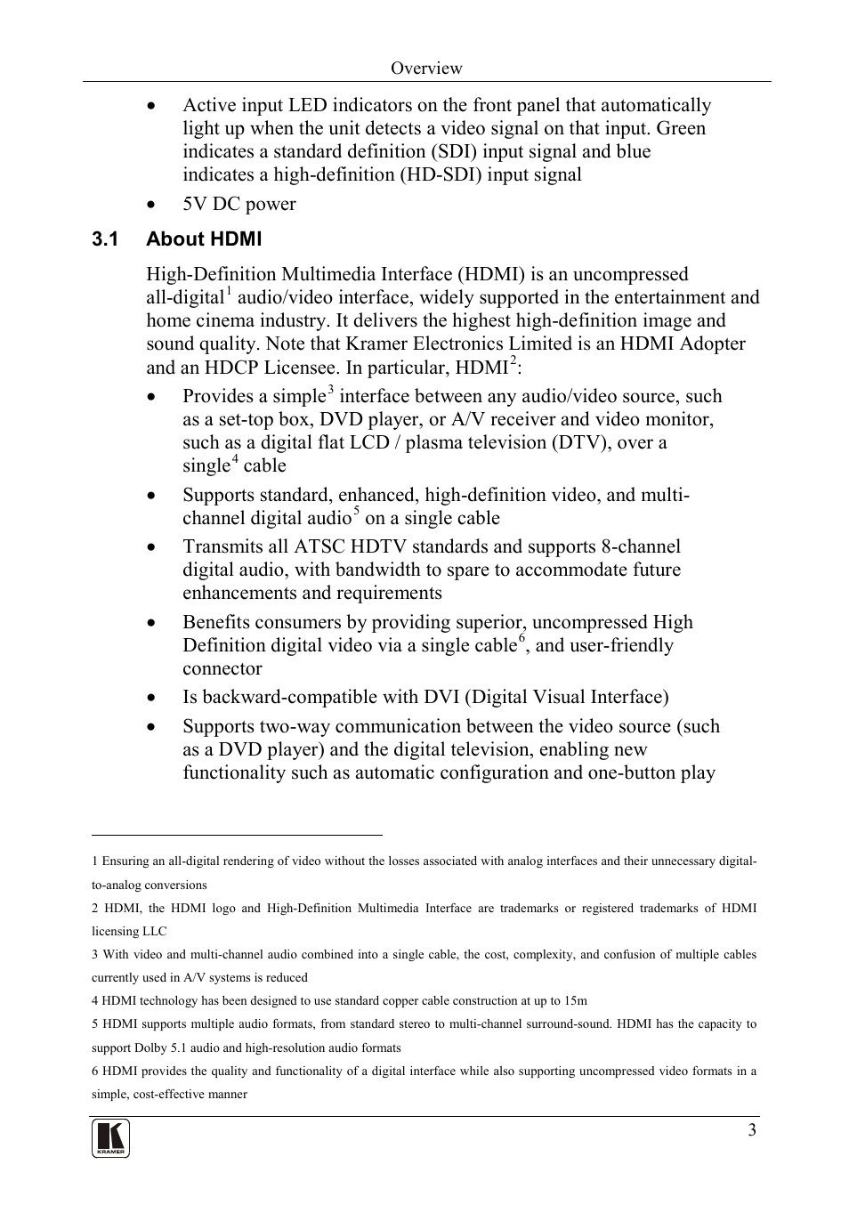 1 about hdmi, About hdmi | Kramer Electronics FC-322 User Manual | Page 5 / 12