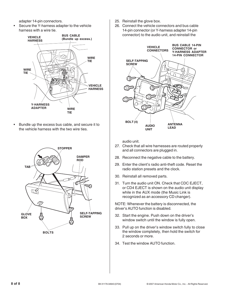 Acura Music Link BII31179-34943 User Manual | Page 8 / 8
