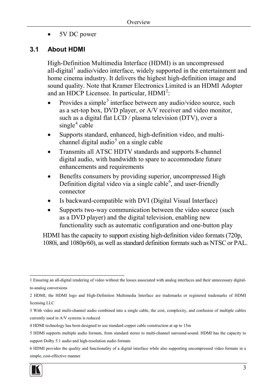 1 about hdmi, About hdmi | Kramer Electronics FC-332 User Manual | Page 5 / 11