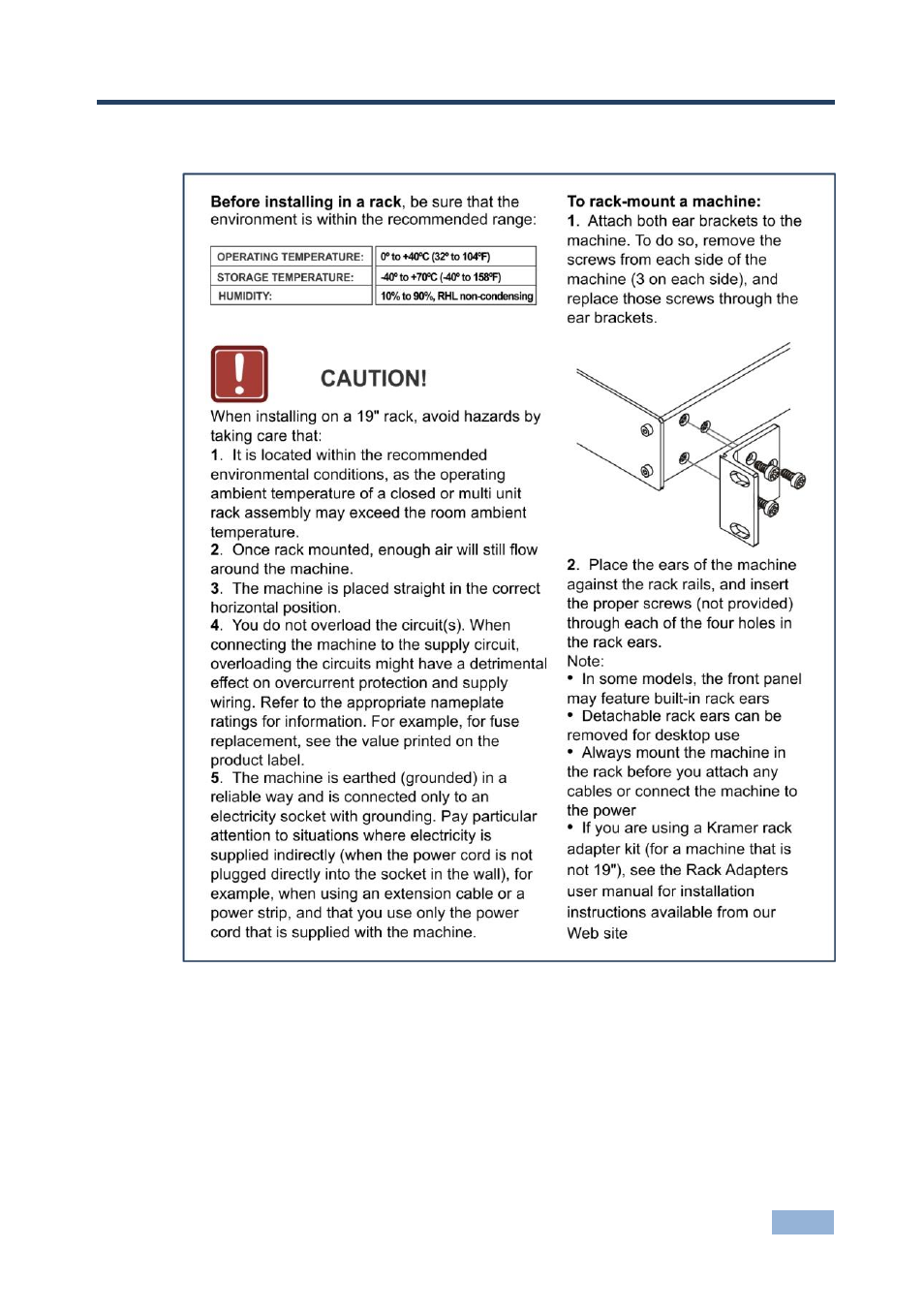 5 installing the fc-340 in a rack, Installing the fc-340 in a rack, 5installing the fc-340 in a rack | Kramer Electronics FC-340 User Manual | Page 10 / 27