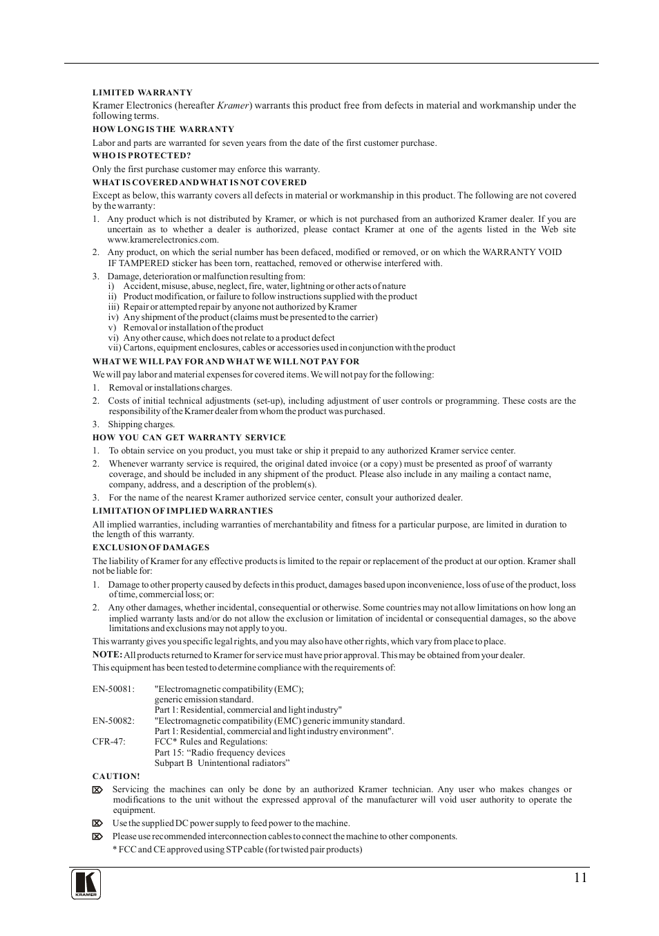 Kramer Electronics FC-400 User Manual | Page 13 / 14