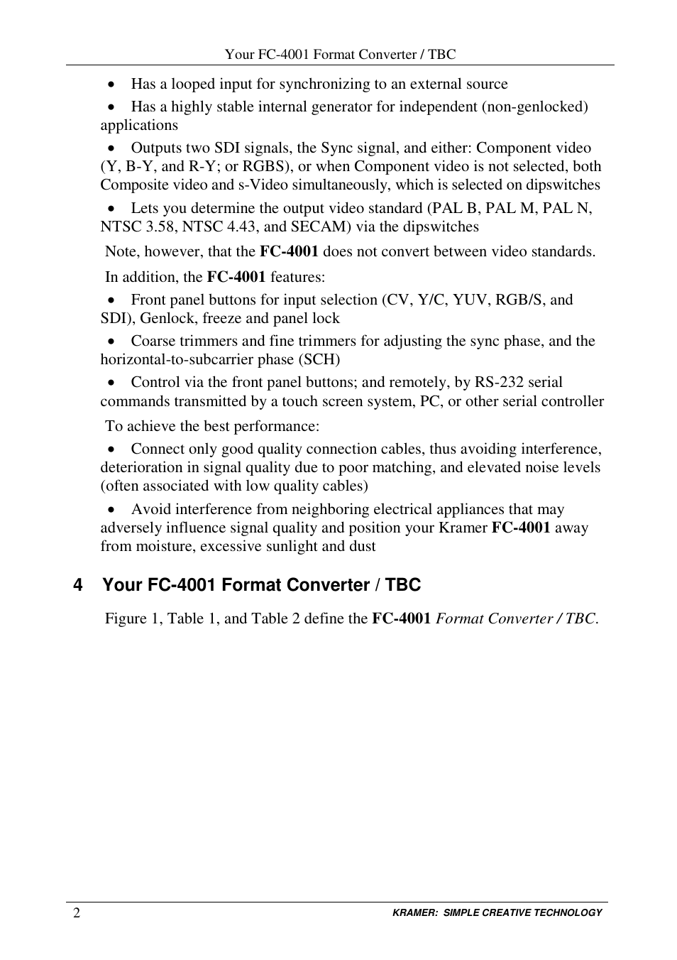 Kramer Electronics FC-4001 User Manual | Page 4 / 15