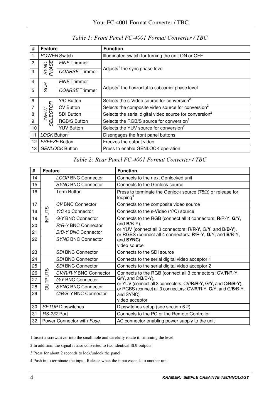 Your fc-4001 format converter / tbc | Kramer Electronics FC-4001 User Manual | Page 6 / 15