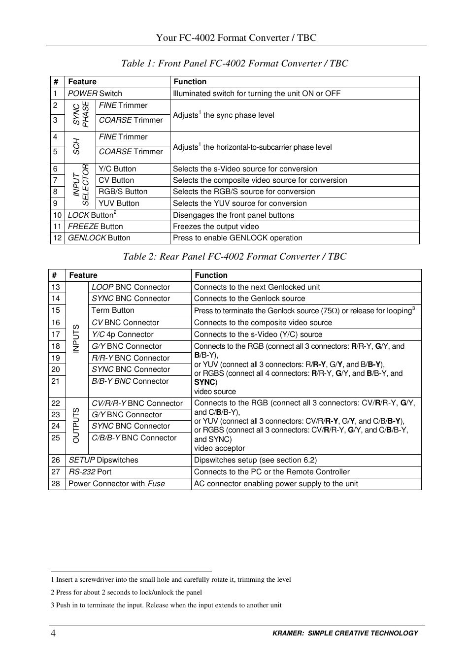 Your fc-4002 format converter / tbc | Kramer Electronics FC-4002 User Manual | Page 6 / 15