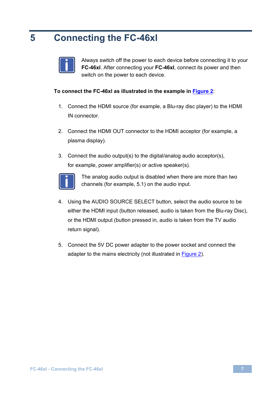 5 connecting the fc-46xl, Connecting the fc-46xl, 5connecting the fc-46xl | Kramer Electronics FC-46xl User Manual | Page 10 / 14