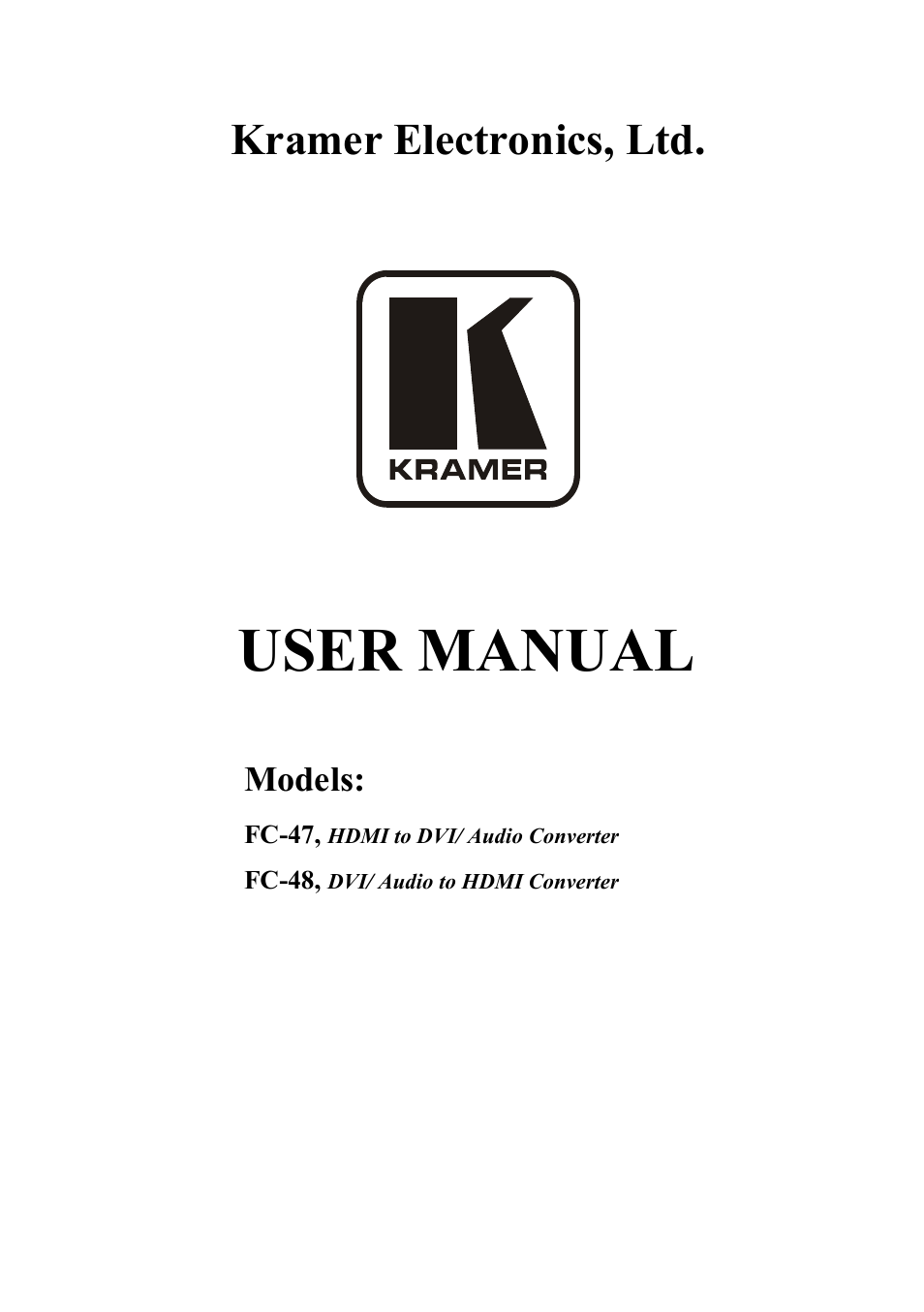 Kramer Electronics FC-48 User Manual | 14 pages