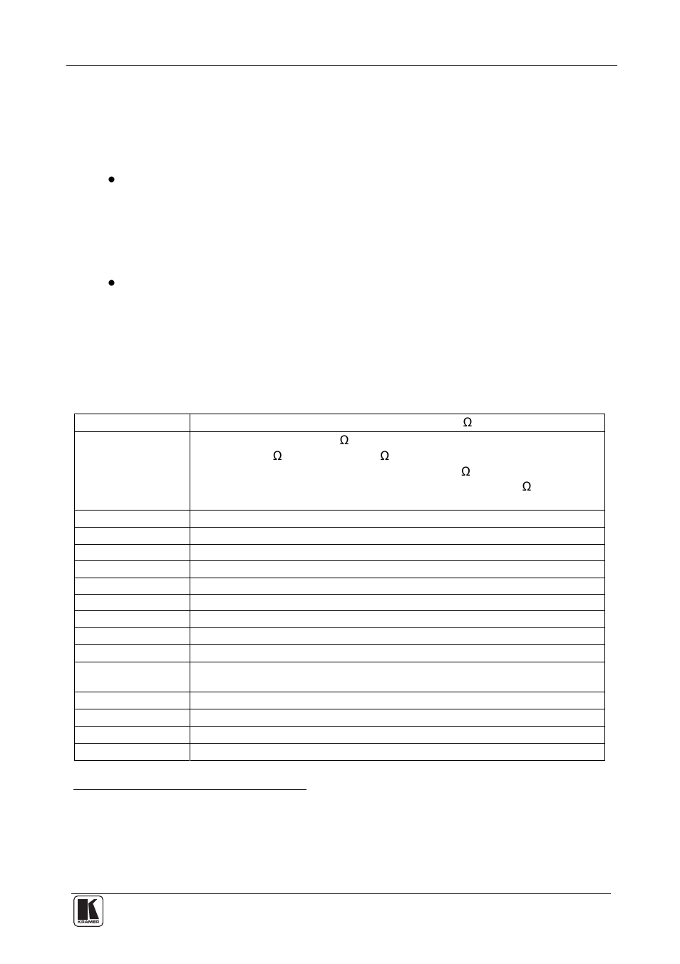 6 technical specifications, Except to cause the panel lock led to blink, Table 5 includes the technical specifications | Kramer Electronics FC-7402 User Manual | Page 11 / 16
