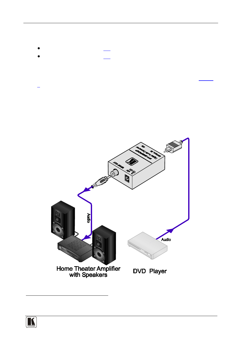 5 connecting the pt-1spdif / pt-2spdif, 1 connecting the pt-1spdif digital audio converter, Connecting the pt-1spdif / pt-2spdif | Connecting the pt-1spdif digital audio converter | Kramer Electronics PT-2SPDIF User Manual | Page 7 / 11