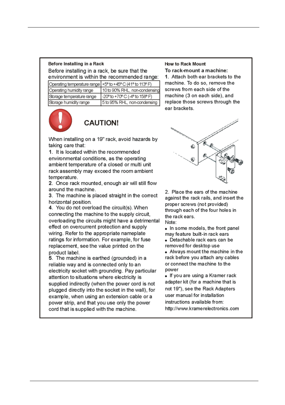 5 installing the sp-10d in a rack, Installing the sp-10d in a rack | Kramer Electronics SP-10D User Manual | Page 10 / 22