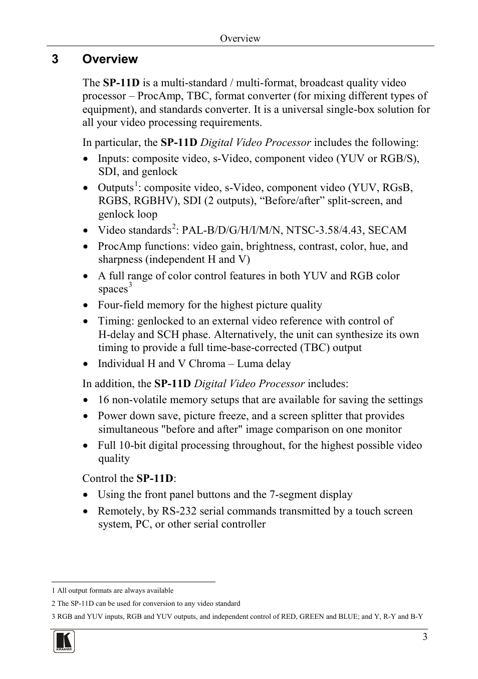 3 overview, Overview, 3overview | Kramer Electronics SP-11D User Manual | Page 5 / 23