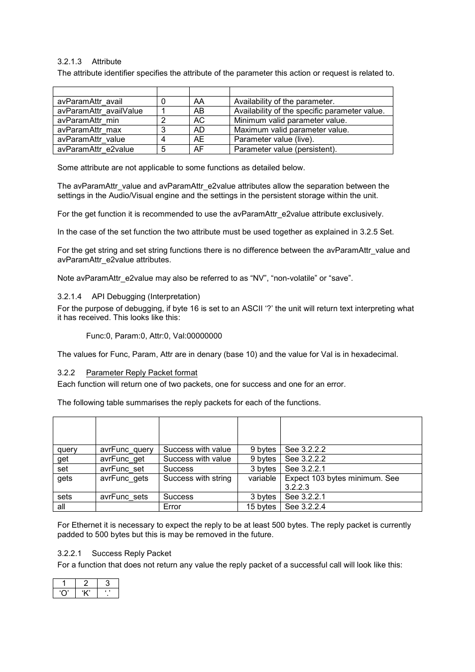 2 parameter reply packet format | Kramer Electronics SP-14 User Manual | Page 14 / 28