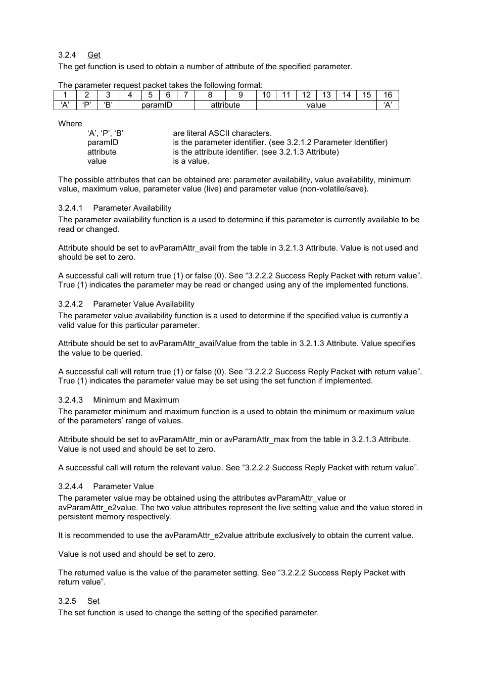 4 get, 5 set, N 3.2.5 set | Kramer Electronics SP-14 User Manual | Page 17 / 28