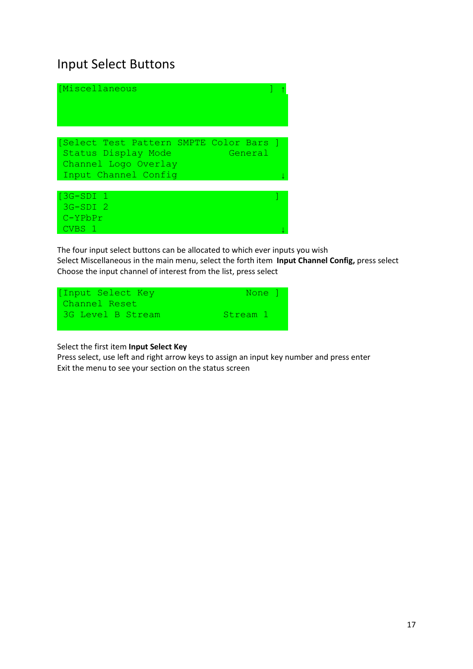 Input select buttons | Kramer Electronics SP-14 User Manual | Page 18 / 19