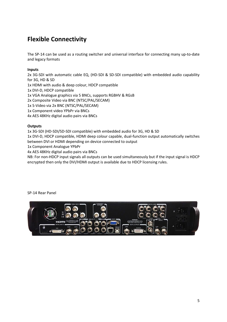 Flexible connectivity | Kramer Electronics SP-14 User Manual | Page 6 / 19