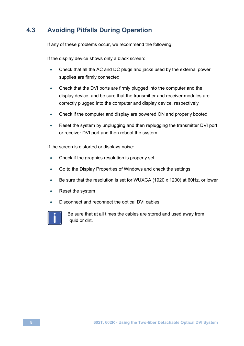 3 avoiding pitfalls during operation, Avoiding pitfalls during operation | Kramer Electronics 602R/T User Manual | Page 11 / 14