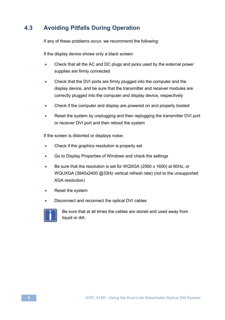 3 avoiding pitfalls during operation, Avoiding pitfalls during operation, Section | Kramer Electronics 616R/T User Manual | Page 11 / 14