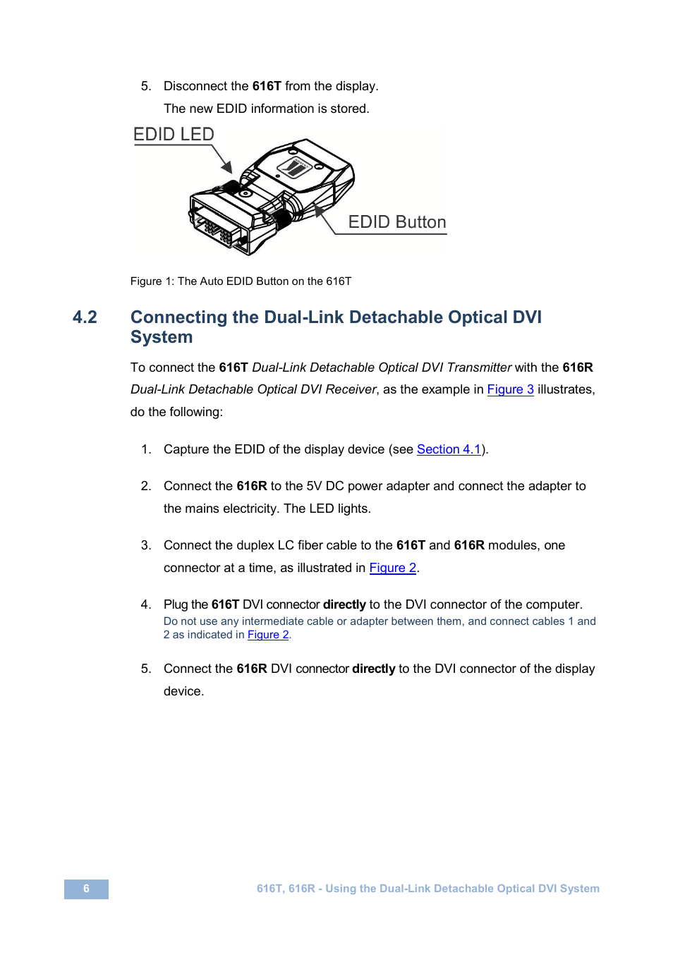 Figure 1: the auto edid button on the 616t, Section, Figure 1 | Kramer Electronics 616R/T User Manual | Page 9 / 14