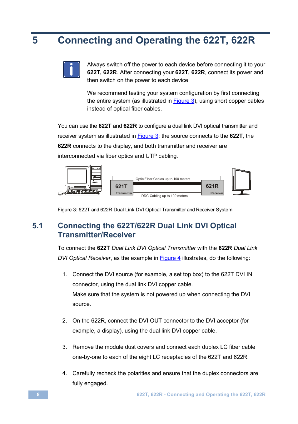 5 connecting and operating the 622t, 622r, Connecting and operating the 622t, 622r | Kramer Electronics 622T User Manual | Page 11 / 17