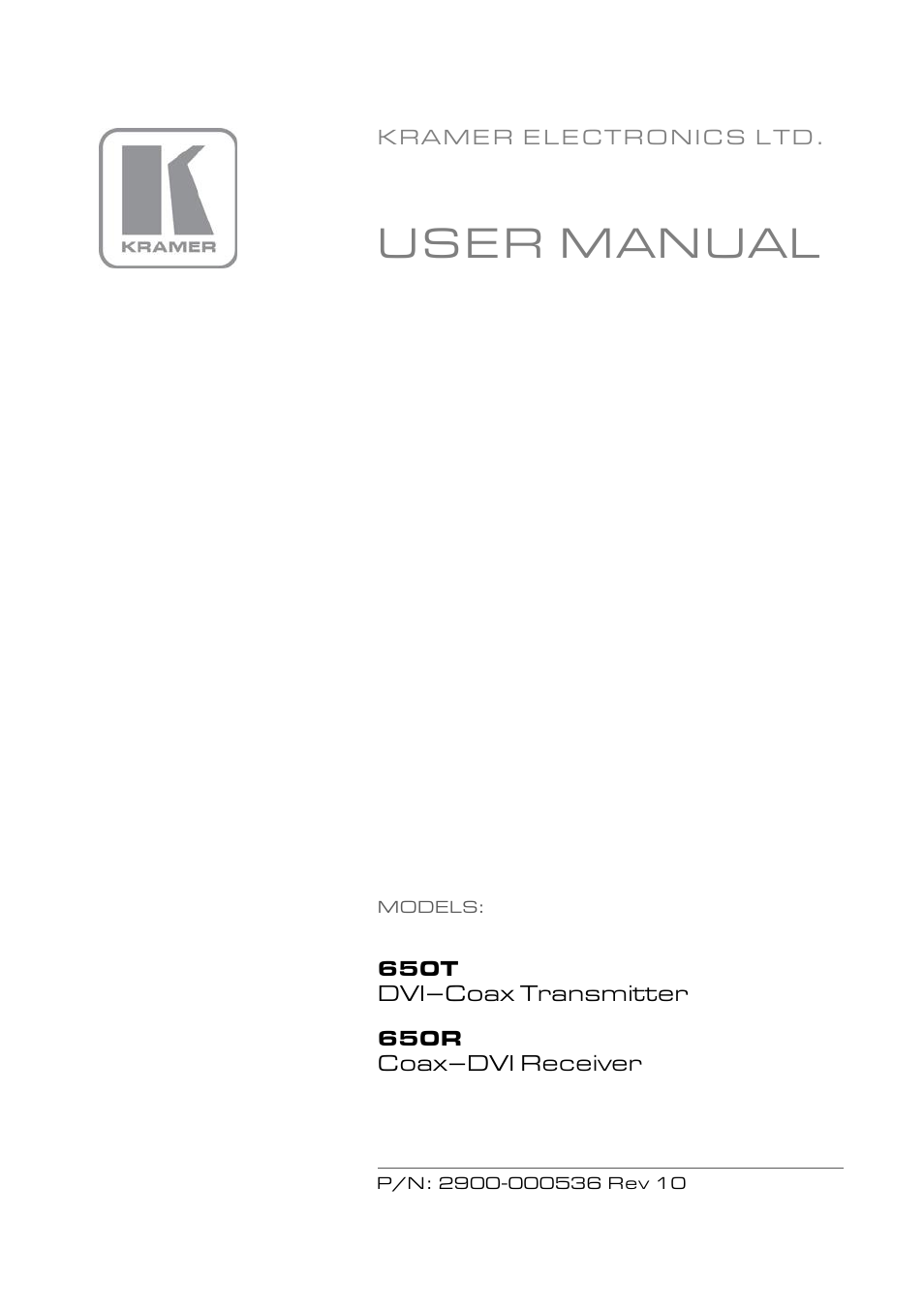 Kramer Electronics 650T User Manual | 15 pages