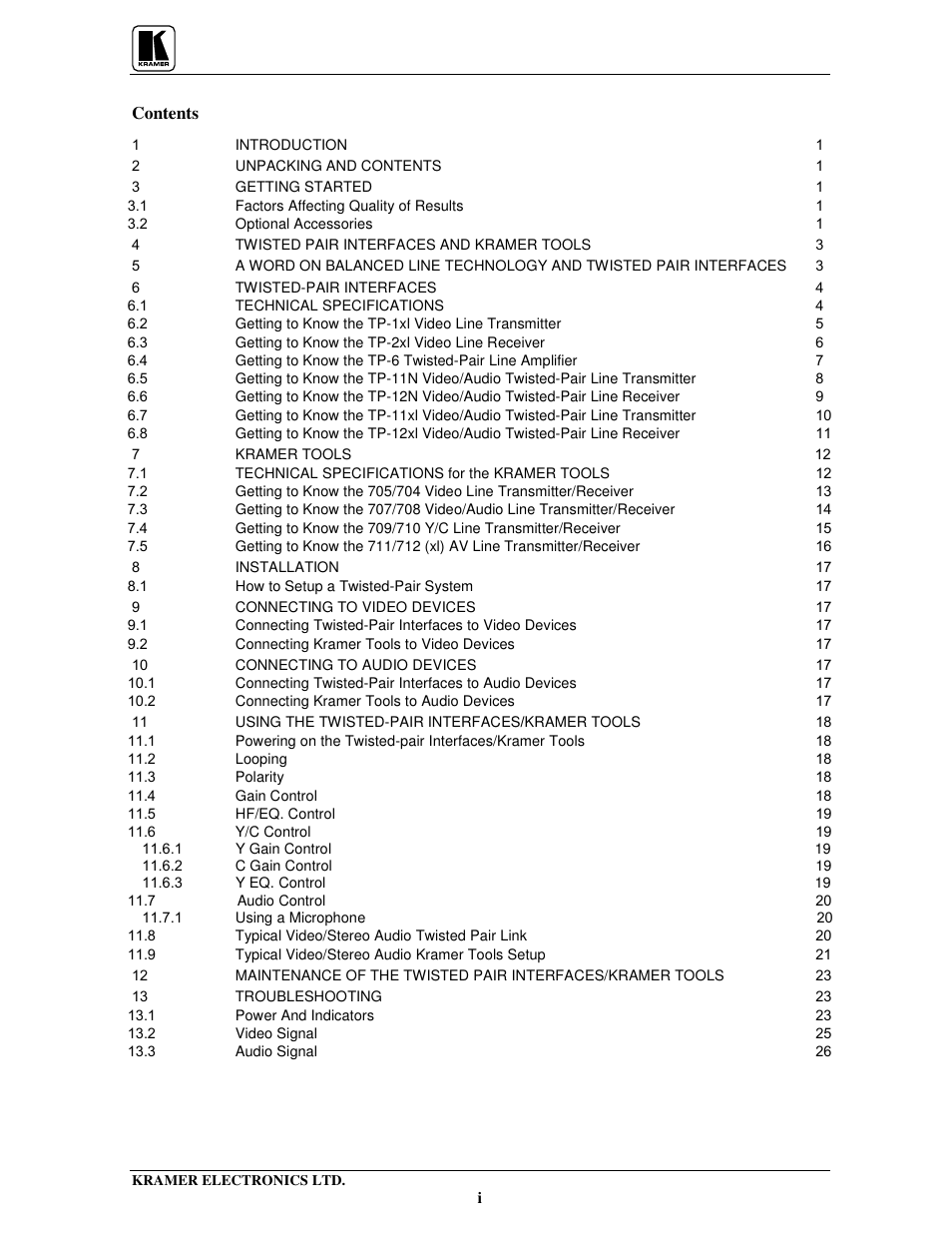 Kramer Electronics 704 User Manual | Page 2 / 32