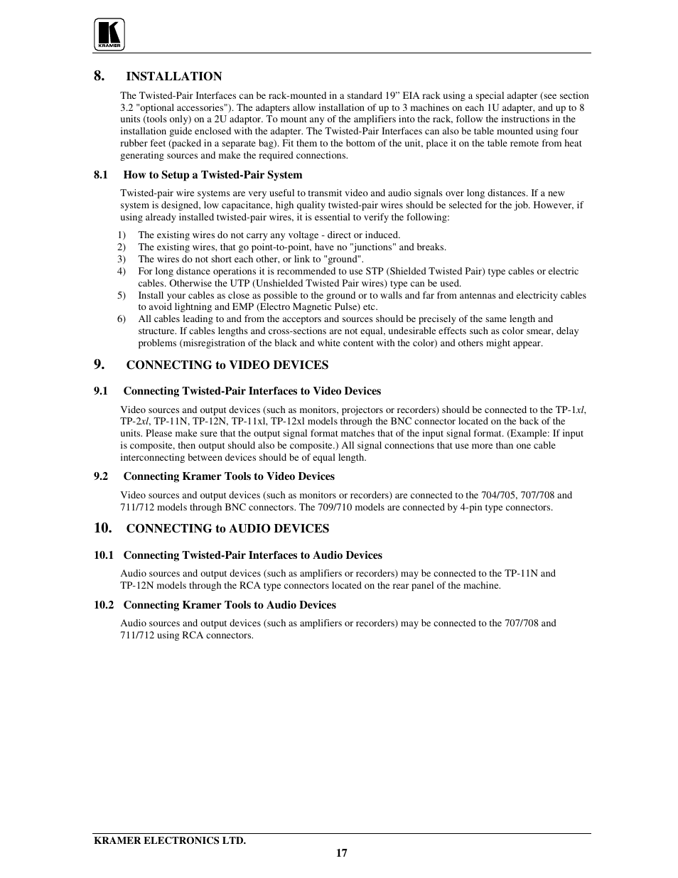 Kramer Electronics 704 User Manual | Page 20 / 32