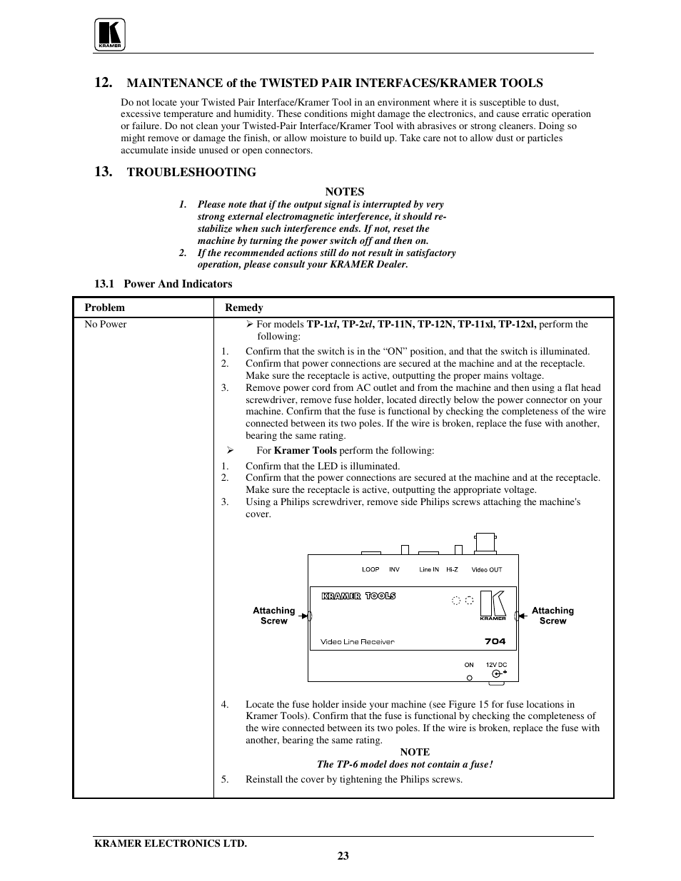 Kramer Electronics 704 User Manual | Page 26 / 32