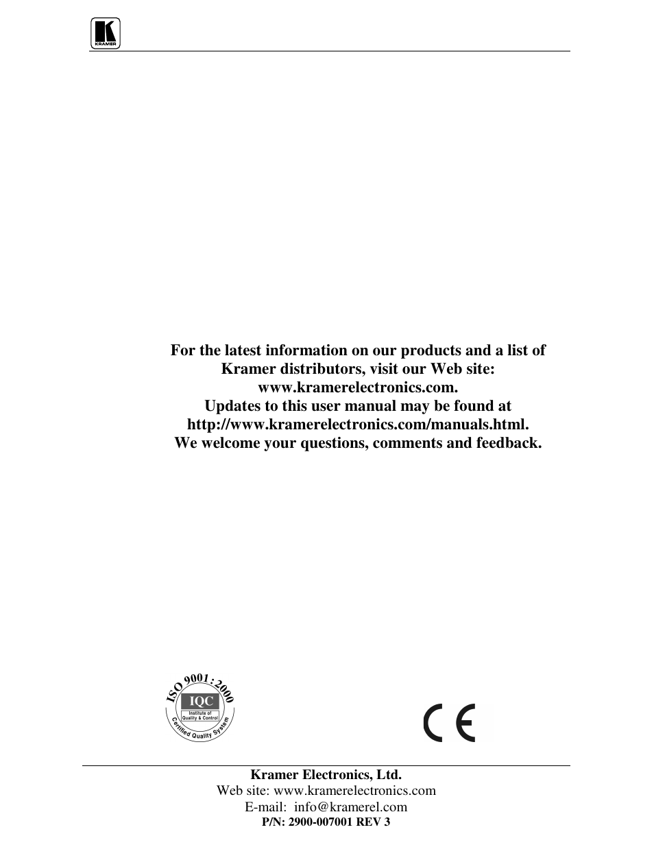 Kramer Electronics 704 User Manual | Page 32 / 32