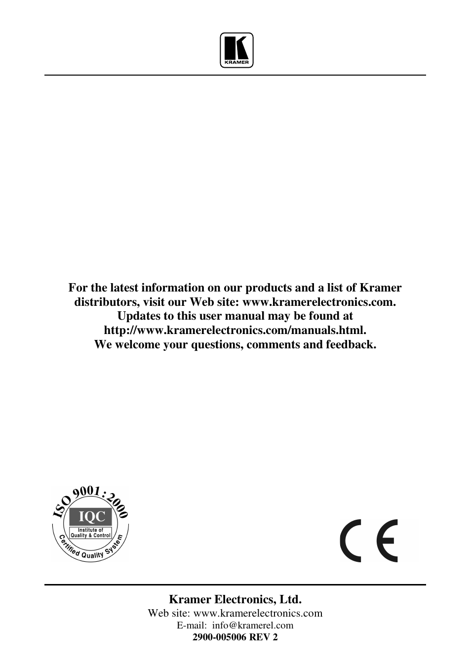 Kramer Electronics 705xl User Manual | Page 16 / 16
