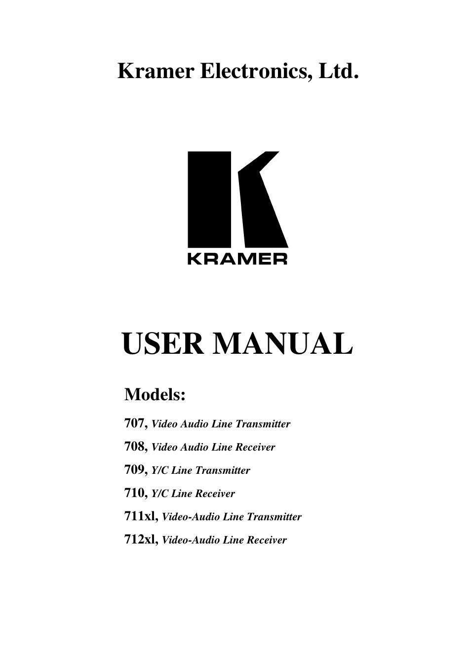 Kramer Electronics 711xl User Manual | 25 pages