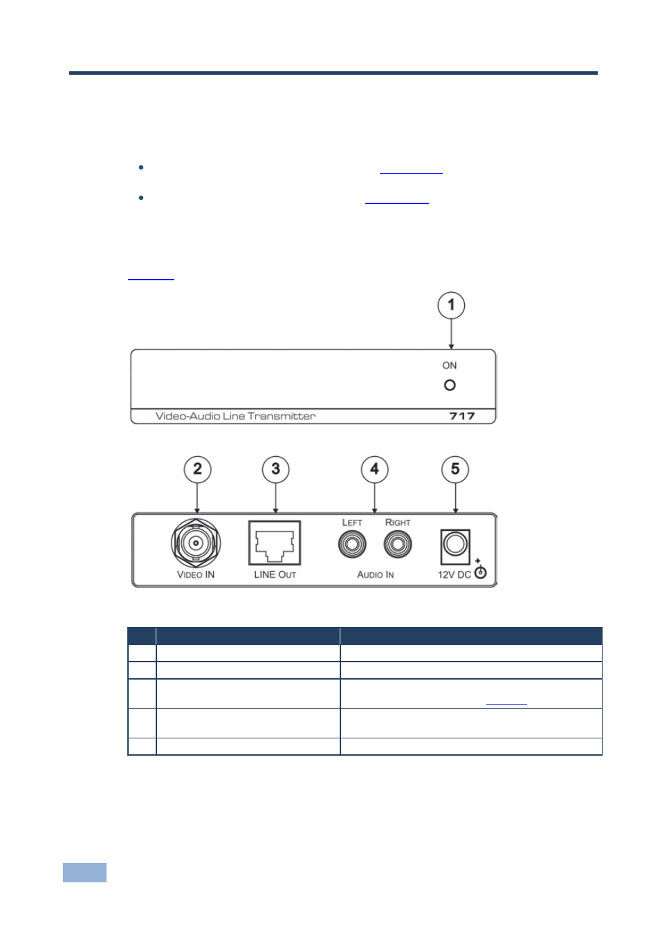 4 defining the 717 and 718, 1 defining the 717 video-audio line transmitter, Defining the 717 and 718 | Defining the 717 video-audio line transmitter, Figure 1: 717 video-audio line transmitter | Kramer Electronics 718 User Manual | Page 7 / 14