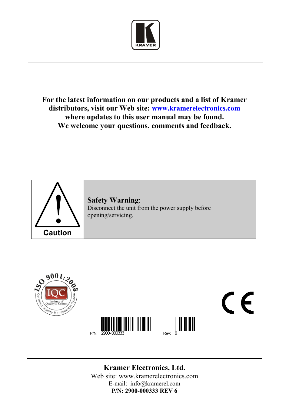 Kramer Electronics FC-50 User Manual | Page 12 / 12