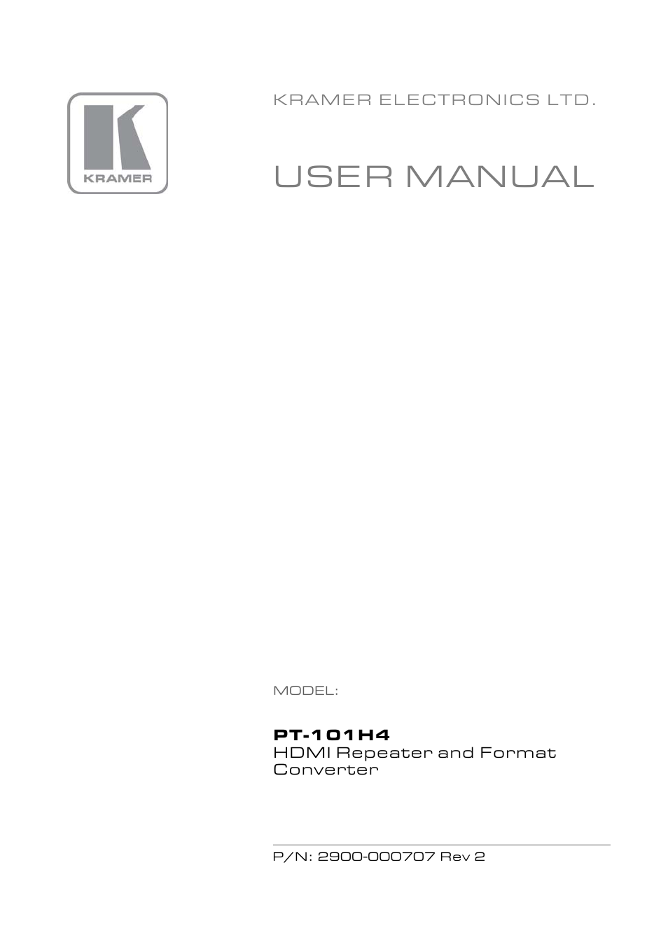 Kramer Electronics PT-101H4 User Manual | 13 pages