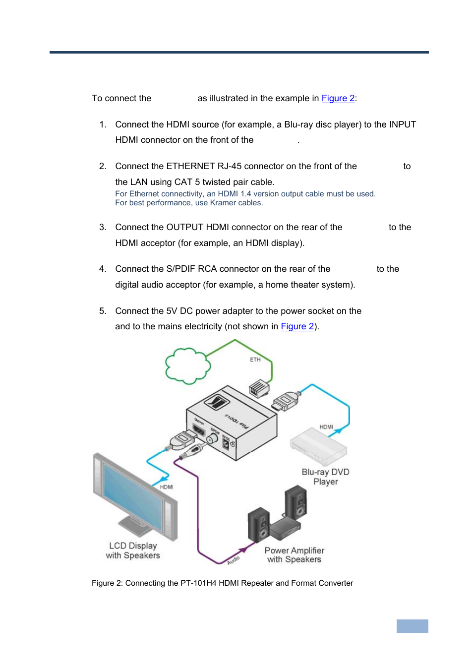 5 connecting the pt-101h4, Connecting the pt-101h4 | Kramer Electronics PT-101H4 User Manual | Page 10 / 13