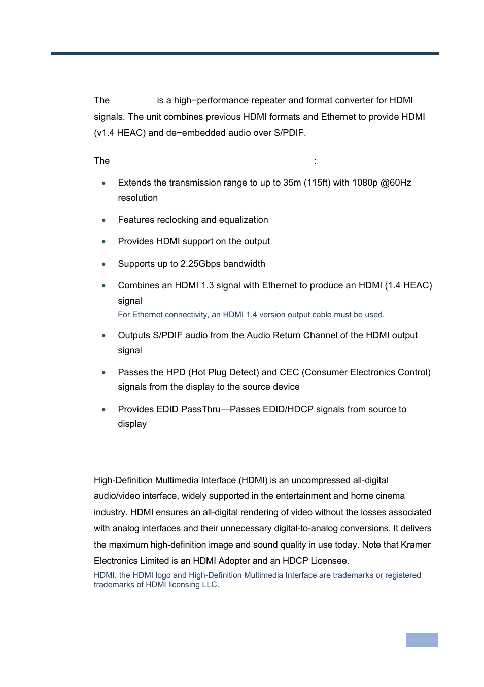 3 overview, 1 about hdmi—general description, Overview | About hdmi—general description | Kramer Electronics PT-101H4 User Manual | Page 6 / 13