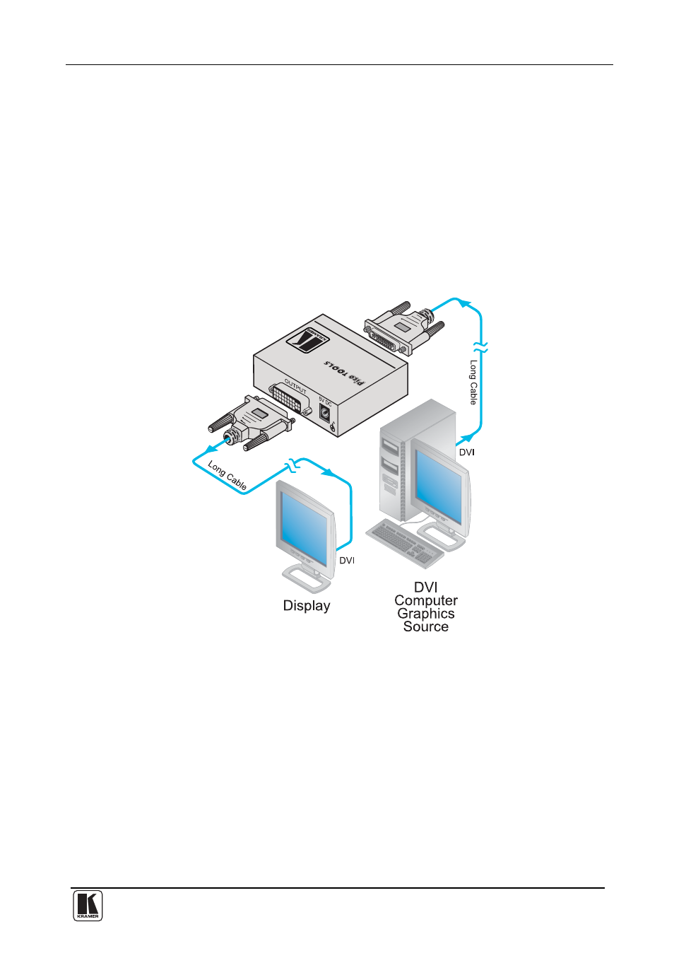 5 connecting a pt-101hdcp dvi repeater, Connecting a pt-101hdcp dvi repeater, Figure 2: connecting the pt-101hdcp dvi repeater | Kramer Electronics PT-101HDCP User Manual | Page 7 / 10