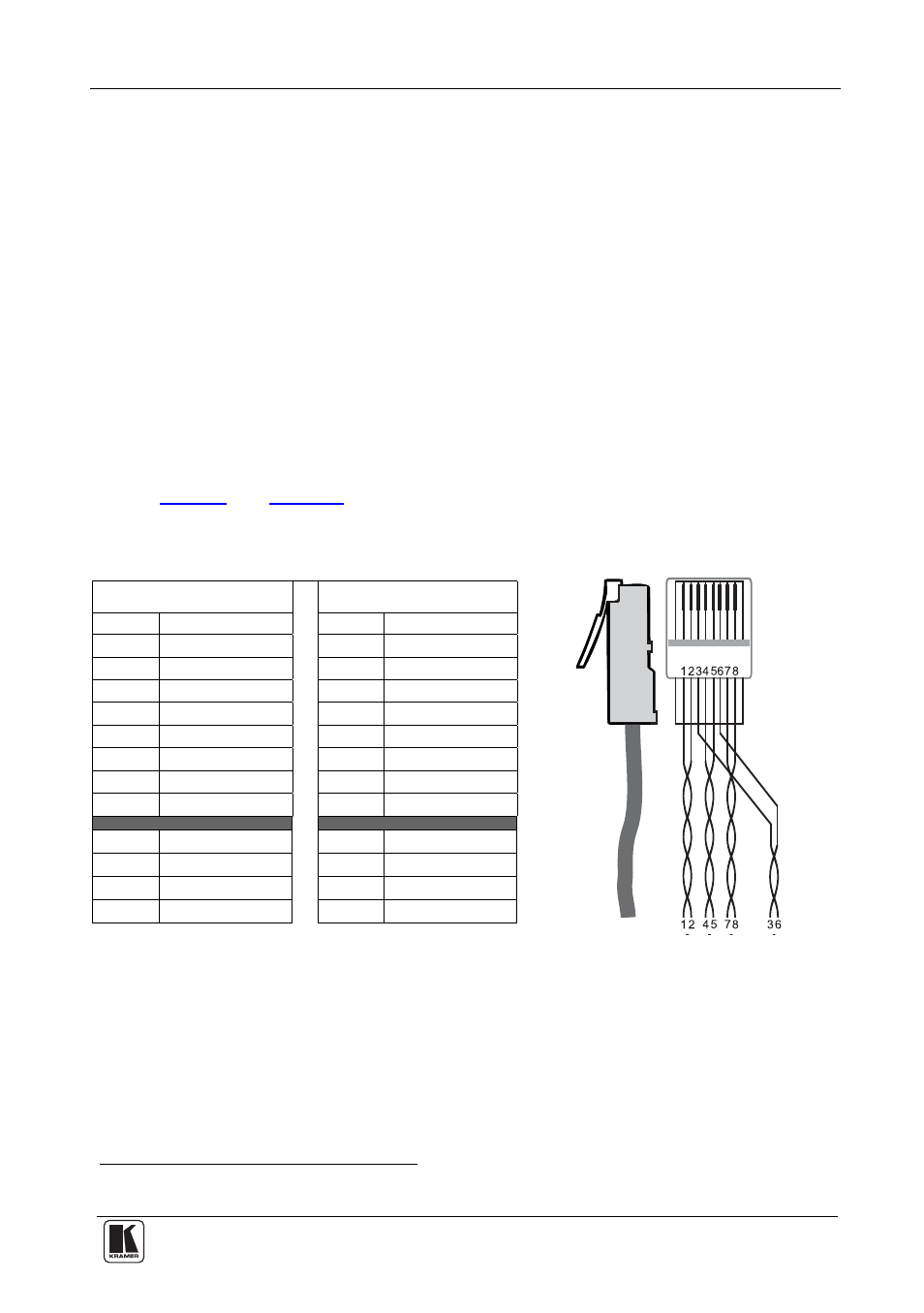 1 installing the wp-110 xga line transmitter, Installing the wp-110 xga line transmitter, Figure 6: cat 5 pinout | Table 5: cat 5 pinout | Kramer Electronics PT-110 User Manual | Page 13 / 16