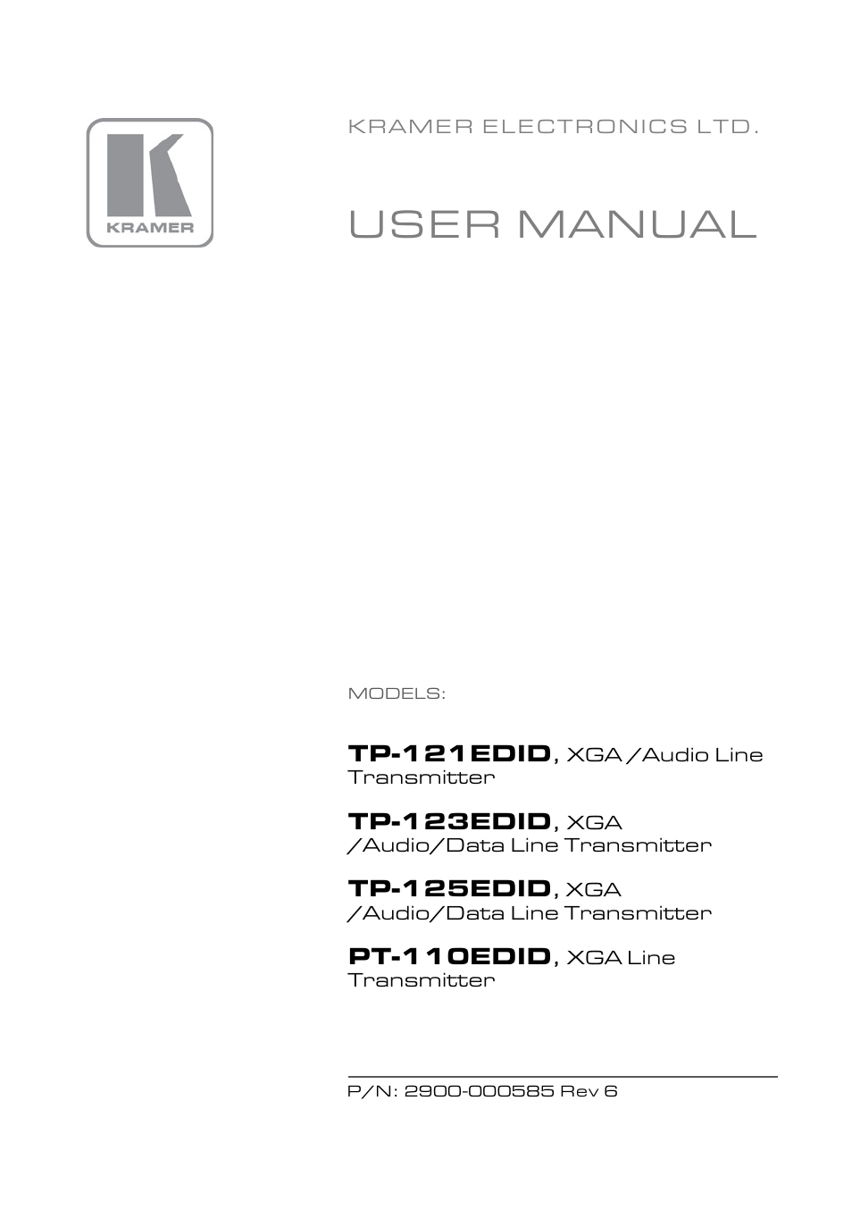 Kramer Electronics TP-125EDID User Manual | 31 pages